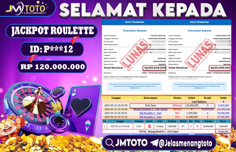 bukti jackpot roulette di JMTOTO