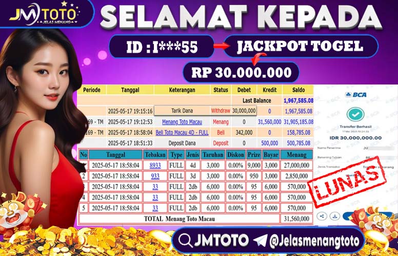 bukti jackpot toto macau di JMTOTO