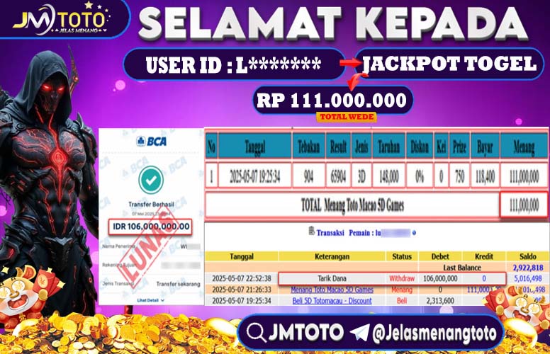 JACKPOT TOTO MACAU 5D DI JMTOTO