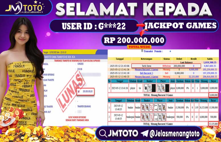 Bukti Jackpot Bakarat di JMTOTO