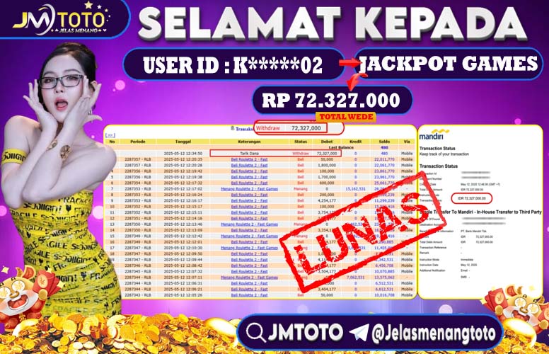 bukti jackpot roulette di JMTOTO
