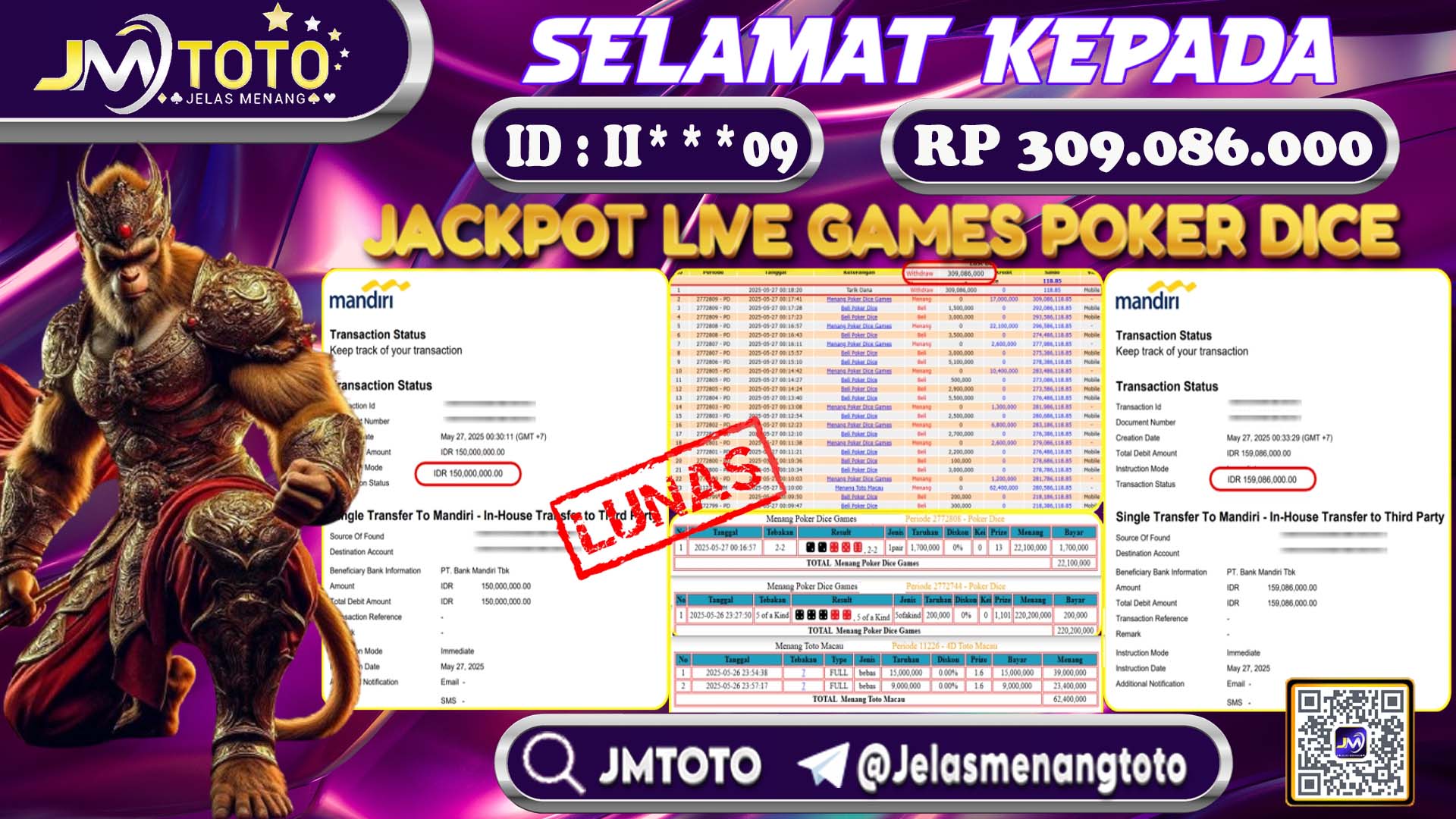 Bukti jackpot poker dice member JMTOTO