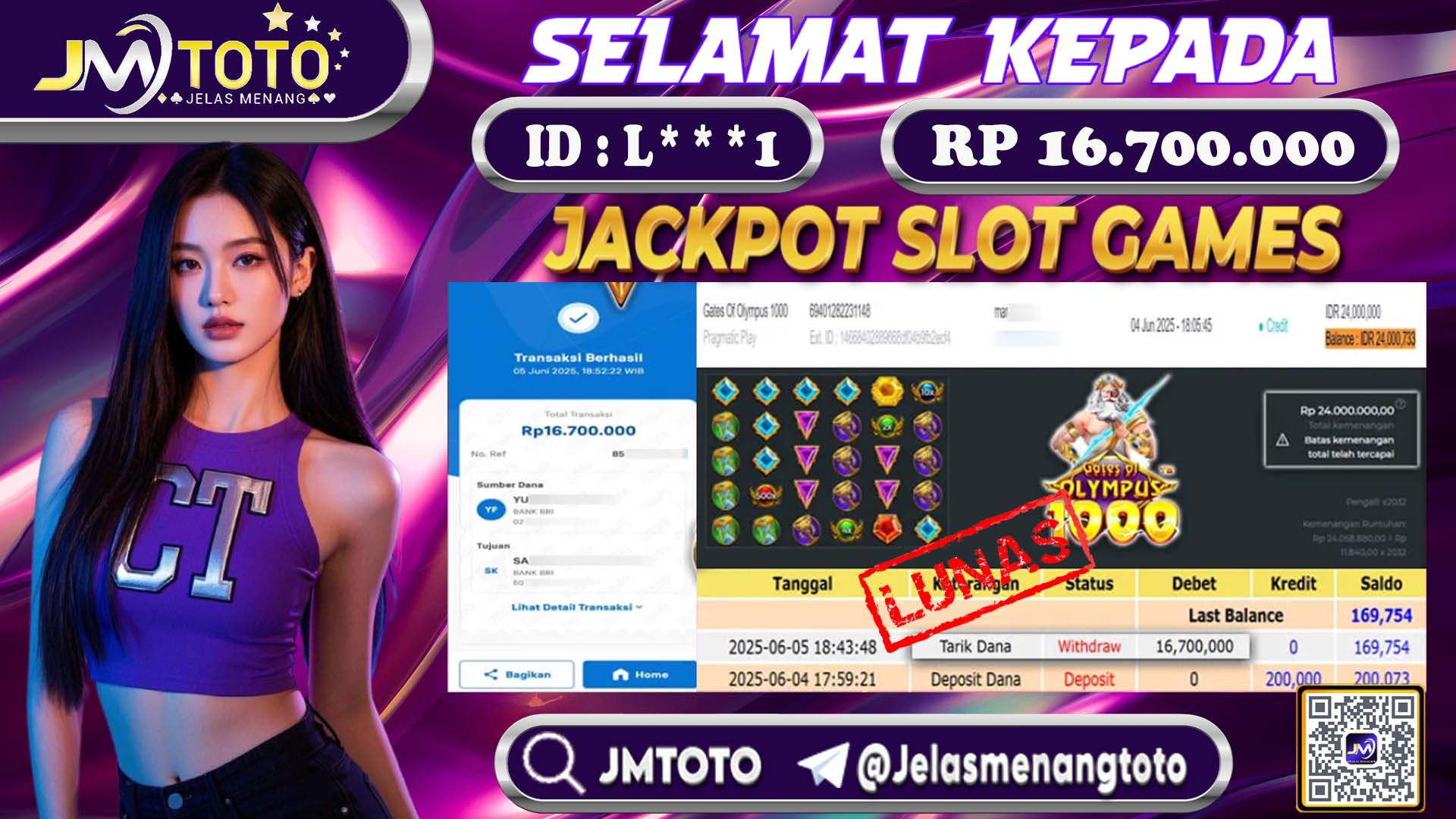 bukti jackpot kemenangan slot games member JMTOTO